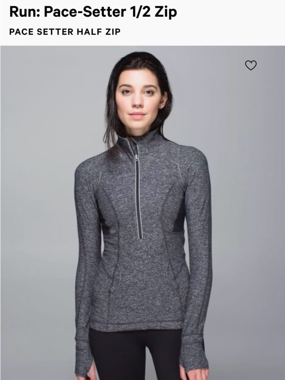 lululemon athletica Pace-Setter 1/2 Zip in Heather Gray